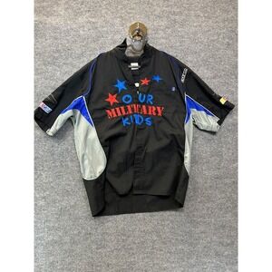 Sparco NASCAR Our Military Kids Racing Shirt Men's Black Button Up - Large‎